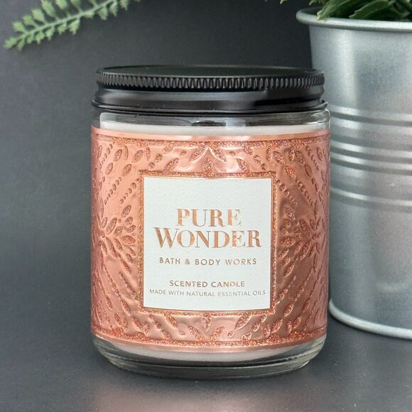 BBW Pure Wonder Bath & Body Works Mason Jar Single Wick Candle - Picture 1 of 10
